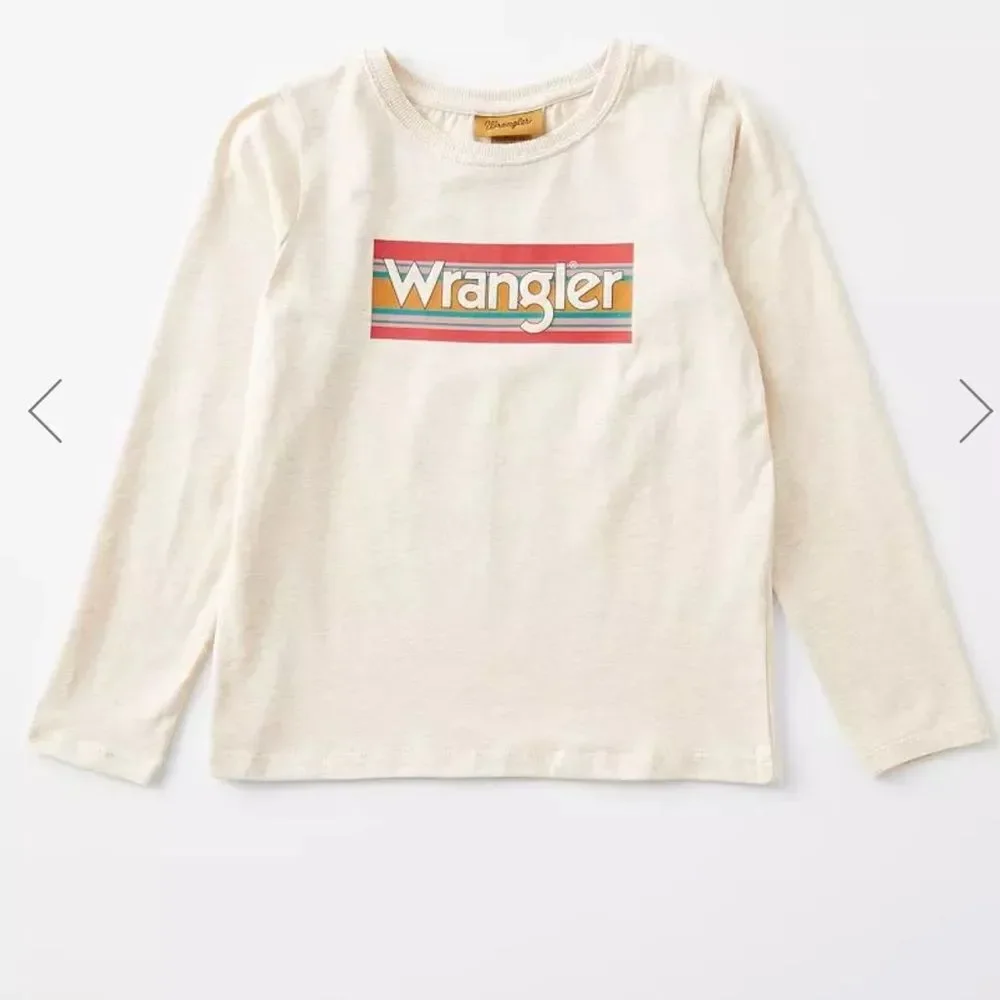 Wrangler Striped Logo Long Sleeve Graphic T Shirt Girls XL - Picture 1 of 7